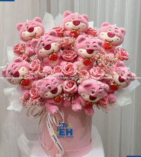 ROSE BOUQUET WITH STRAWBERRY BEAR