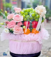 Large Cherry Pink Oval Flower Basket